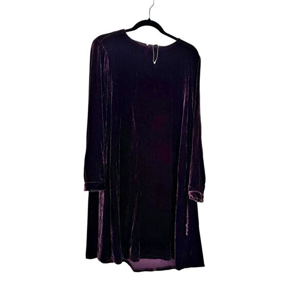 Eileen Fisher Velvet Crew Neck Easy Fit Knee Length Dress Purple Size S NWT - Picture 3 of 12